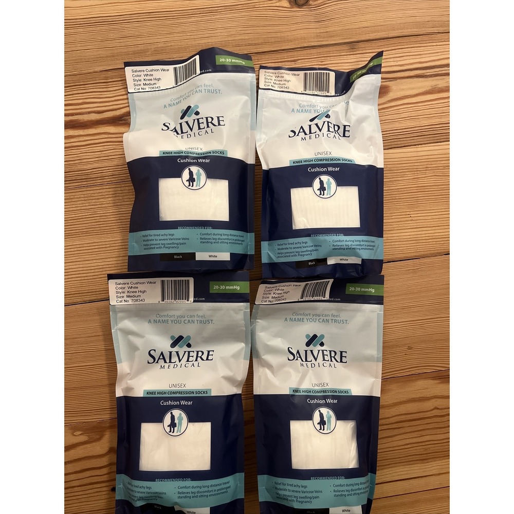 Lot Of 4 Salvere Simply Sheer Natural Knee‎ High Compression 20-30mmHg Medium